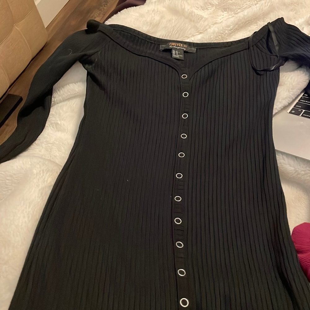 Forever 21, black long sleeve tight dress, size small
